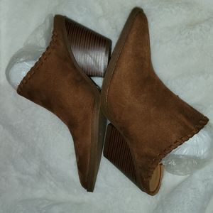 Brown suede clogs